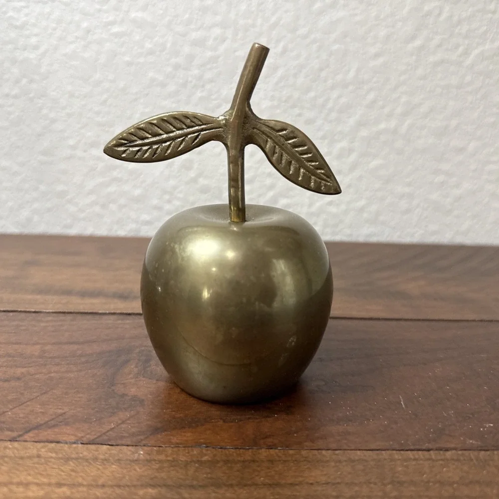 Vintage Brass Apple Bell with Nice Patina and Ring Tone